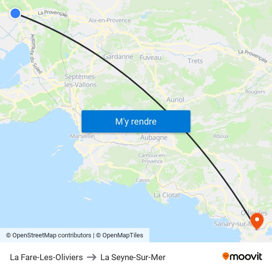 La Fare-Les-Oliviers to La Seyne-Sur-Mer map