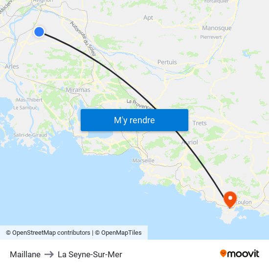 Maillane to La Seyne-Sur-Mer map