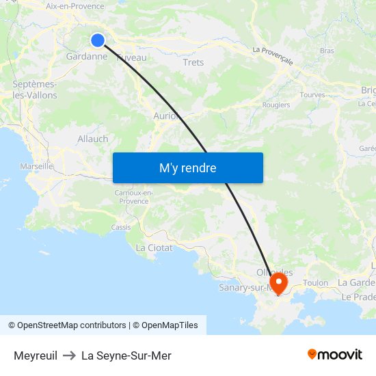 Meyreuil to La Seyne-Sur-Mer map