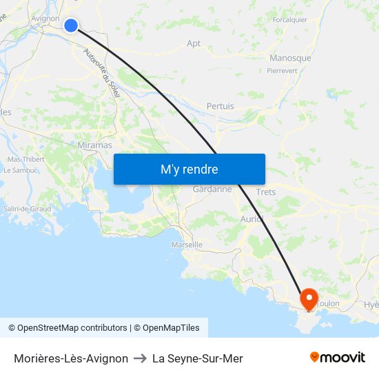 Morières-Lès-Avignon to La Seyne-Sur-Mer map