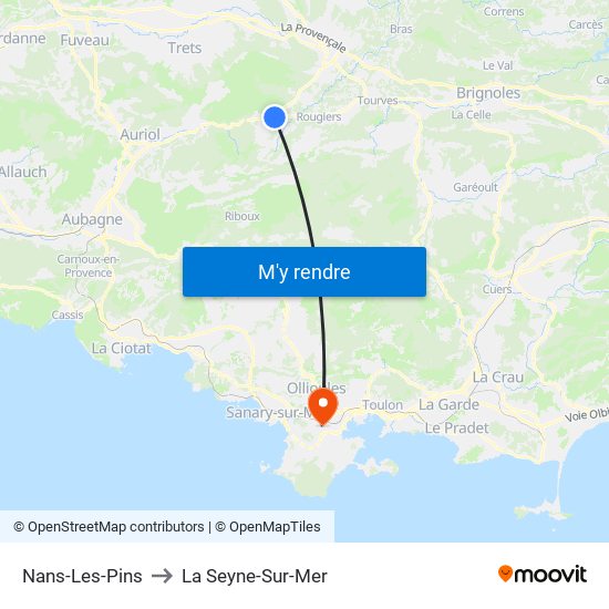 Nans-Les-Pins to La Seyne-Sur-Mer map