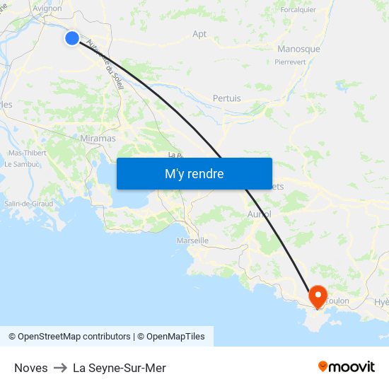 Noves to La Seyne-Sur-Mer map