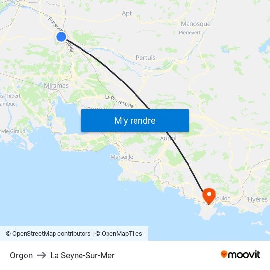 Orgon to La Seyne-Sur-Mer map