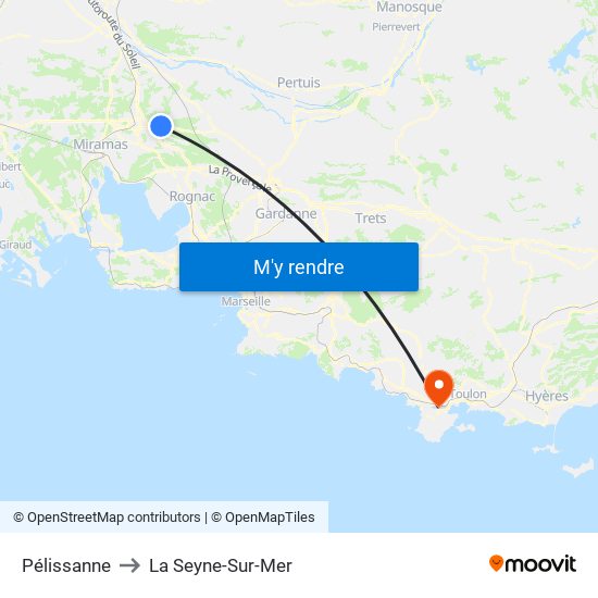 Pélissanne to La Seyne-Sur-Mer map