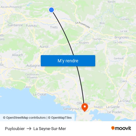 Puyloubier to La Seyne-Sur-Mer map