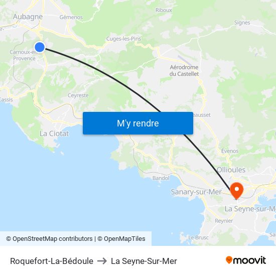 Roquefort-La-Bédoule to La Seyne-Sur-Mer map