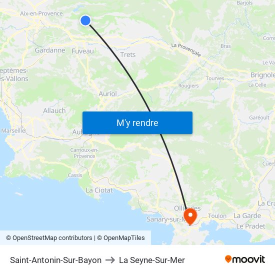 Saint-Antonin-Sur-Bayon to La Seyne-Sur-Mer map