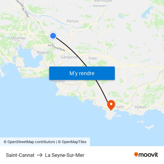Saint-Cannat to La Seyne-Sur-Mer map