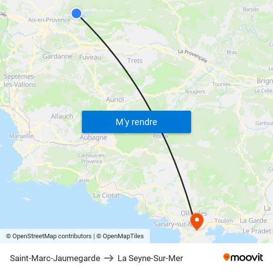 Saint-Marc-Jaumegarde to La Seyne-Sur-Mer map