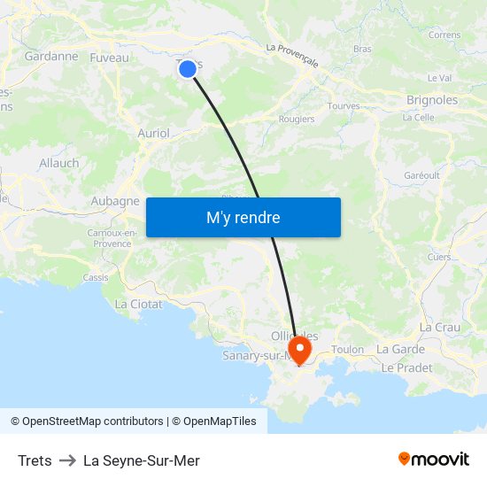 Trets to La Seyne-Sur-Mer map