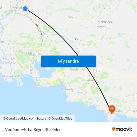 Vedène to La Seyne-Sur-Mer map