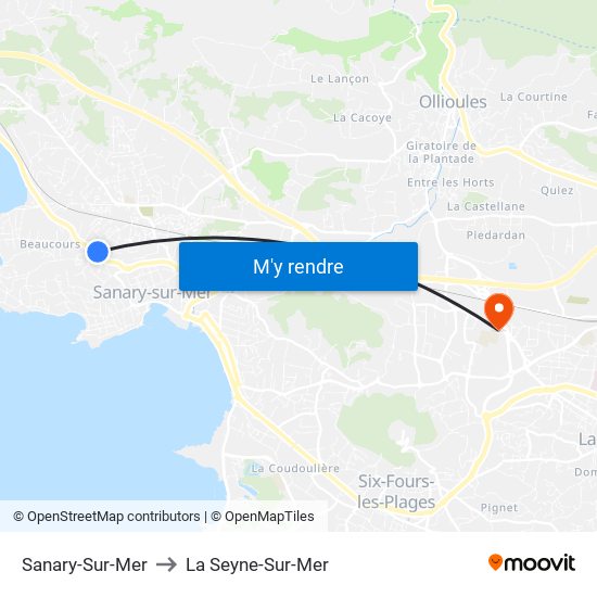 Sanary-Sur-Mer to La Seyne-Sur-Mer map