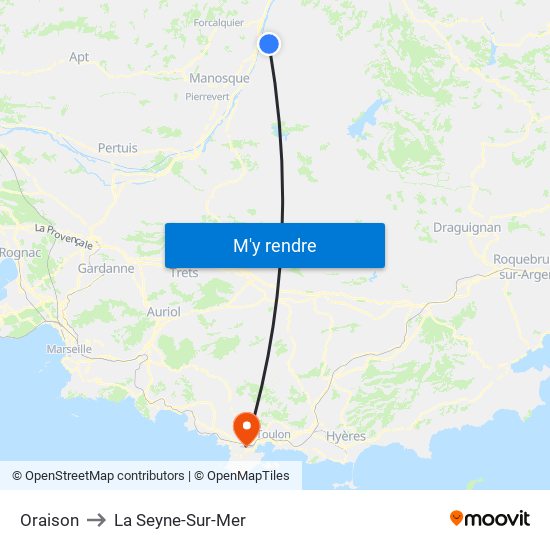 Oraison to La Seyne-Sur-Mer map