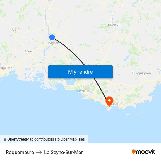 Roquemaure to La Seyne-Sur-Mer map