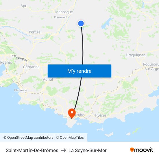 Saint-Martin-De-Brômes to La Seyne-Sur-Mer map