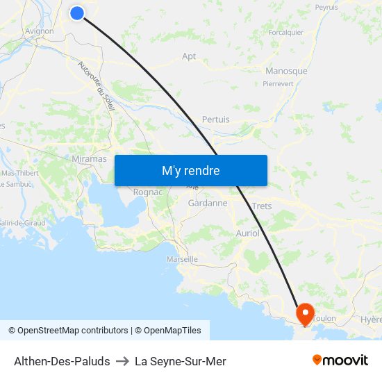 Althen-Des-Paluds to La Seyne-Sur-Mer map