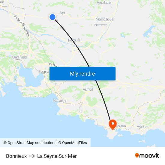 Bonnieux to La Seyne-Sur-Mer map