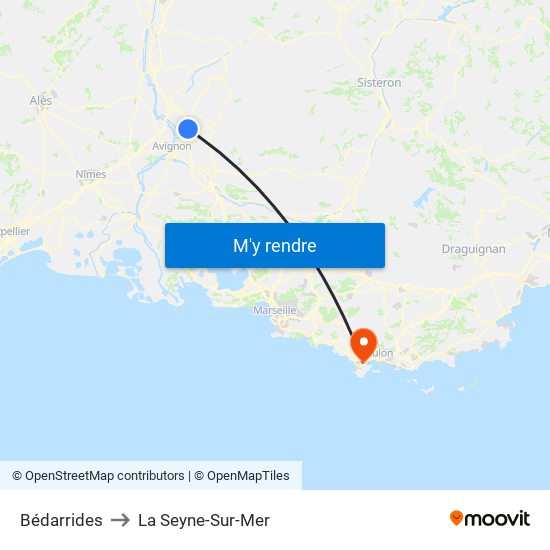 Bédarrides to La Seyne-Sur-Mer map