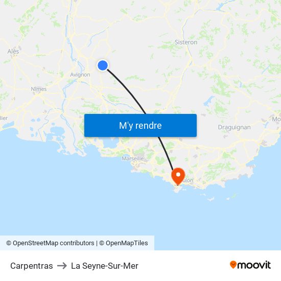 Carpentras to La Seyne-Sur-Mer map