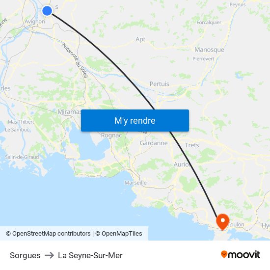 Sorgues to La Seyne-Sur-Mer map