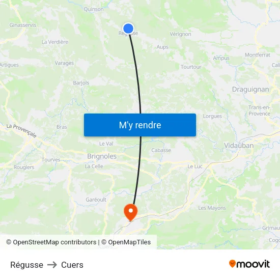 Régusse to Cuers map