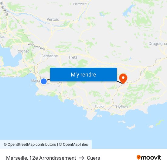 Marseille, 12e Arrondissement to Cuers map