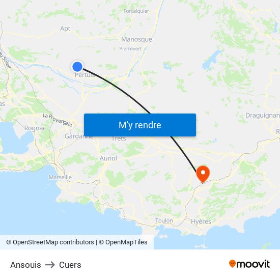 Ansouis to Cuers map