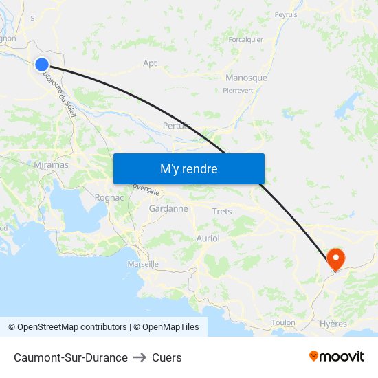 Caumont-Sur-Durance to Cuers map