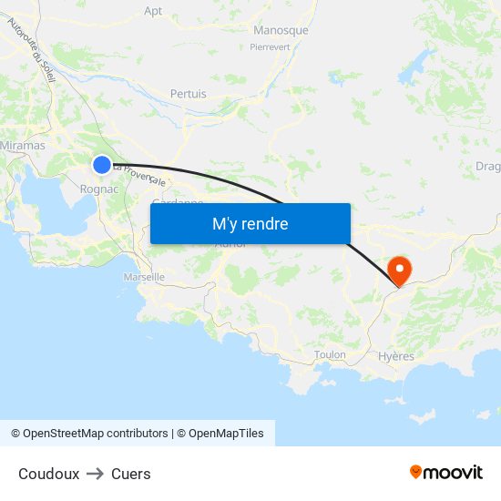 Coudoux to Cuers map