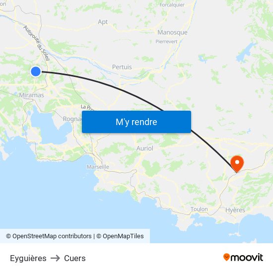 Eyguières to Cuers map