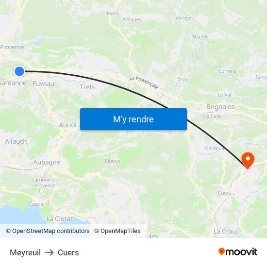 Meyreuil to Cuers map