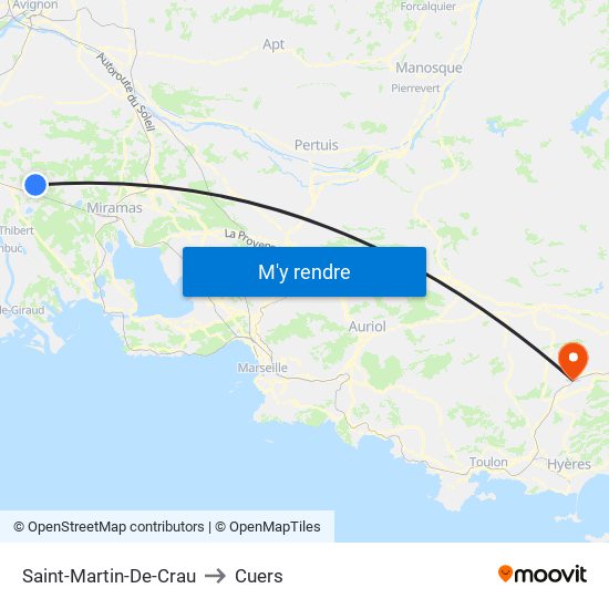 Saint-Martin-De-Crau to Cuers map