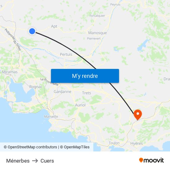 Ménerbes to Cuers map