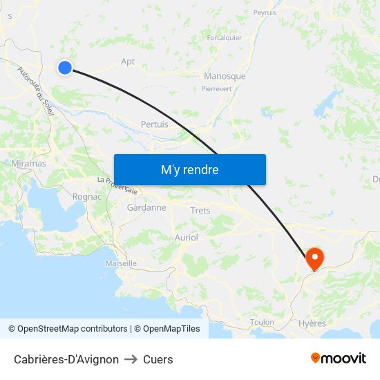 Cabrières-D'Avignon to Cuers map