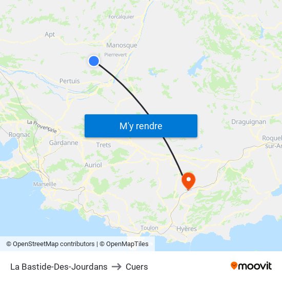 La Bastide-Des-Jourdans to Cuers map