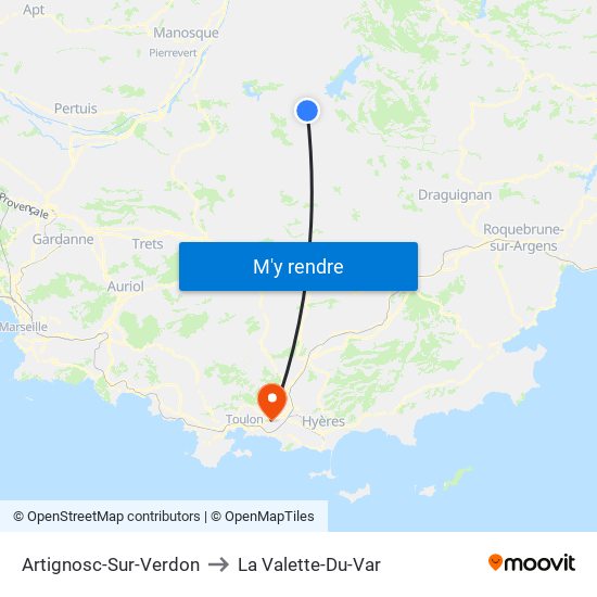 Artignosc-Sur-Verdon to La Valette-Du-Var map