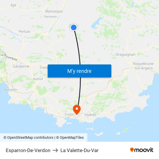 Esparron-De-Verdon to La Valette-Du-Var map