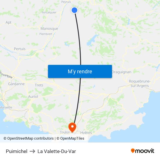 Puimichel to La Valette-Du-Var map