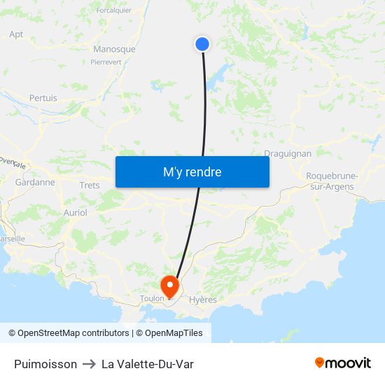 Puimoisson to La Valette-Du-Var map