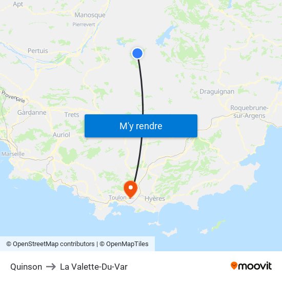 Quinson to La Valette-Du-Var map