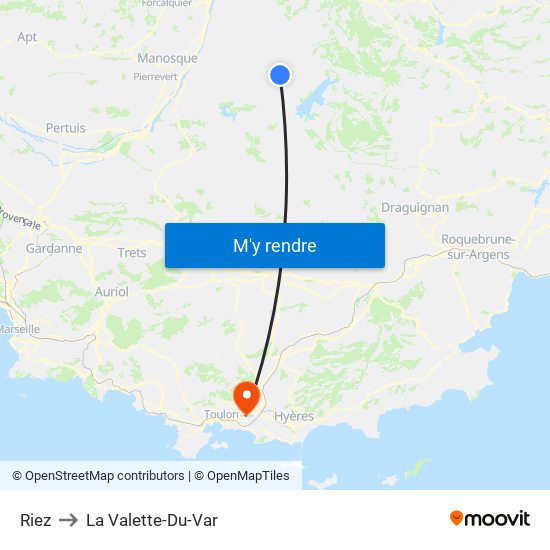 Riez to La Valette-Du-Var map