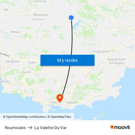 Roumoules to La Valette-Du-Var map