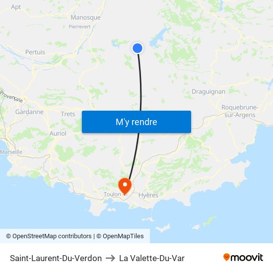 Saint-Laurent-Du-Verdon to La Valette-Du-Var map