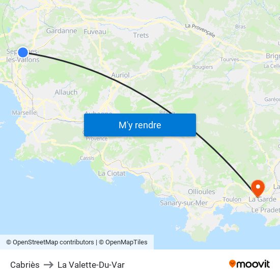 Cabriès to La Valette-Du-Var map
