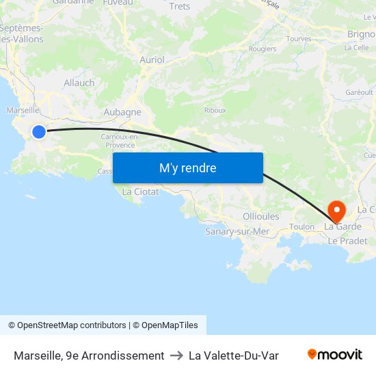 Marseille, 9e Arrondissement to La Valette-Du-Var map