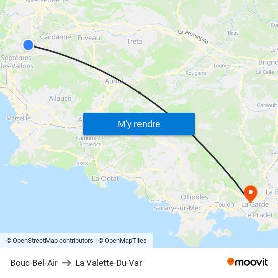 Bouc-Bel-Air to La Valette-Du-Var map