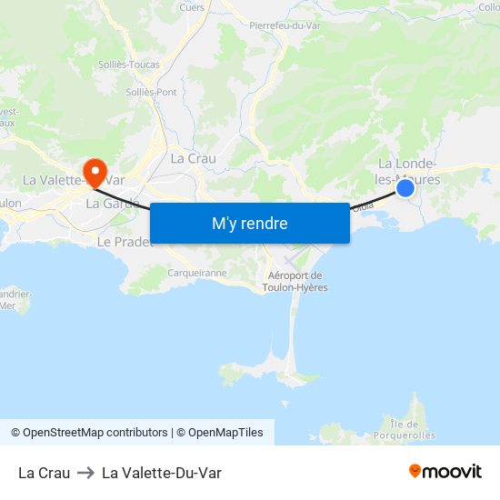 La Crau to La Valette-Du-Var map