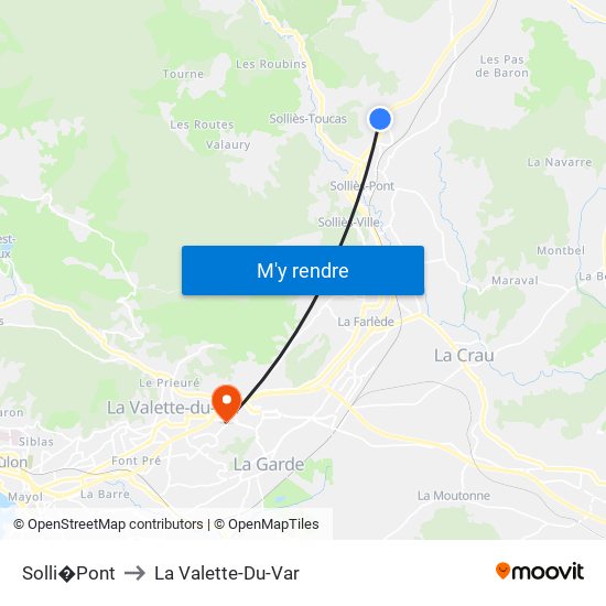 Solli�Pont to La Valette-Du-Var map