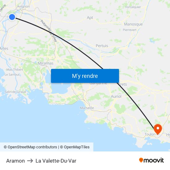 Aramon to La Valette-Du-Var map
