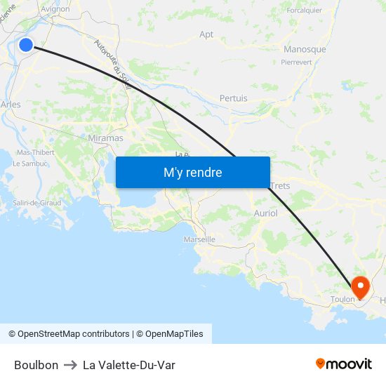 Boulbon to La Valette-Du-Var map